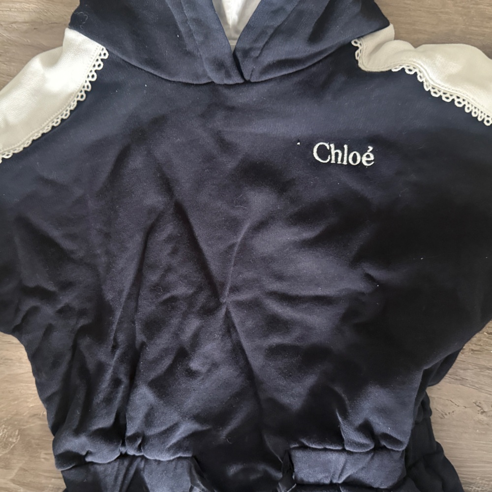 Chloé Black & Blue RomperDress with Logo and Hood - Picture 4 of 6